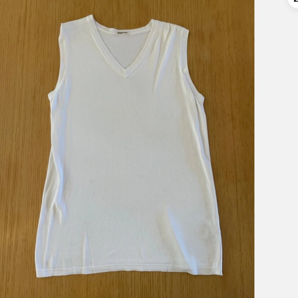 Damaged Margiela Era Hermes White Silk V Neck Tank